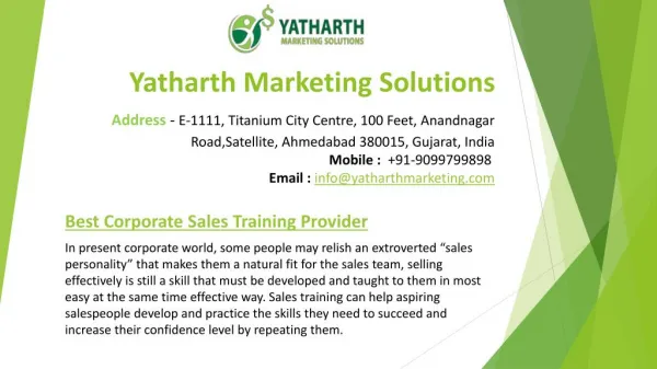 Yatharth Marketing Solutions - Sales training provider company
