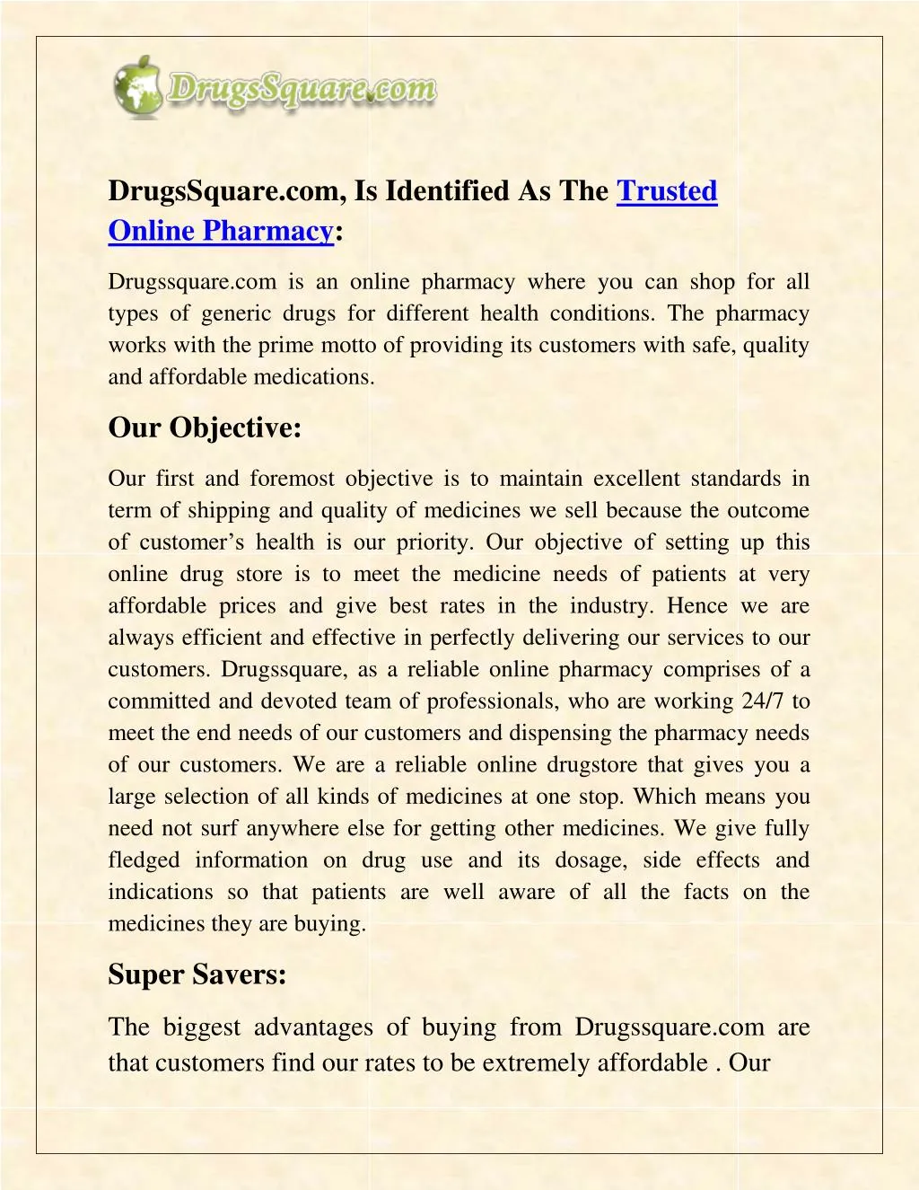 drugssquare com is identified as the trusted