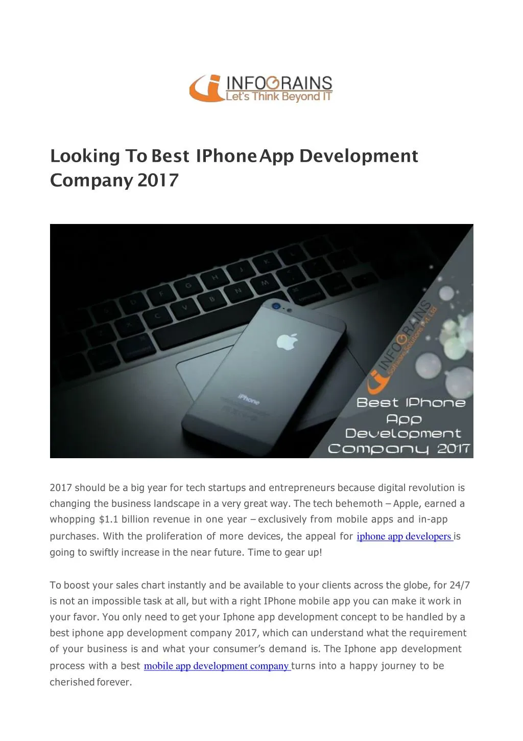 looking to best iphone app development company