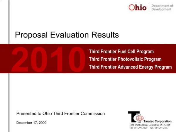 Proposal Evaluation Results