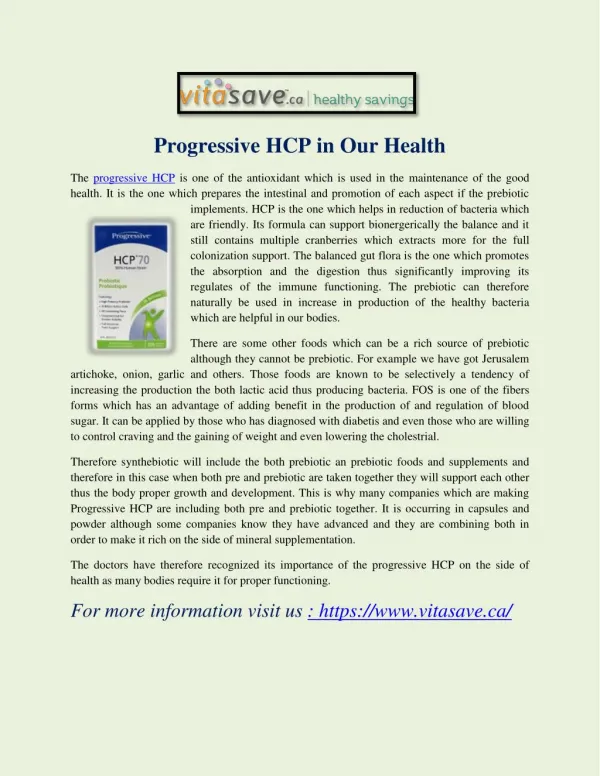 Progressive HCP in Our Health