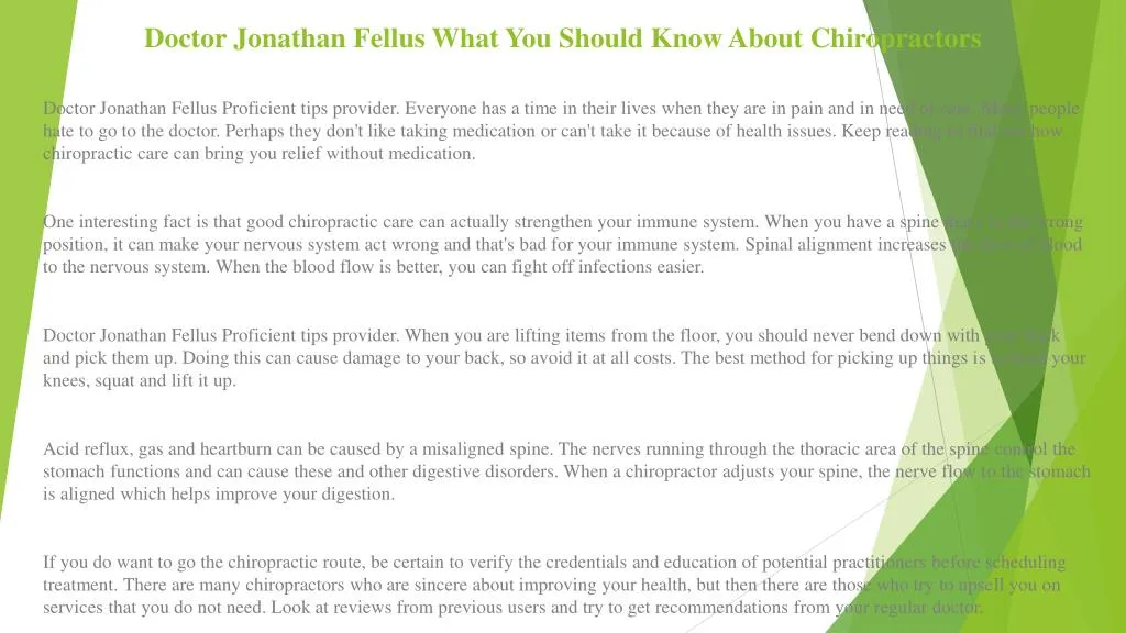 doctor jonathan fellus what you should know about chiropractors