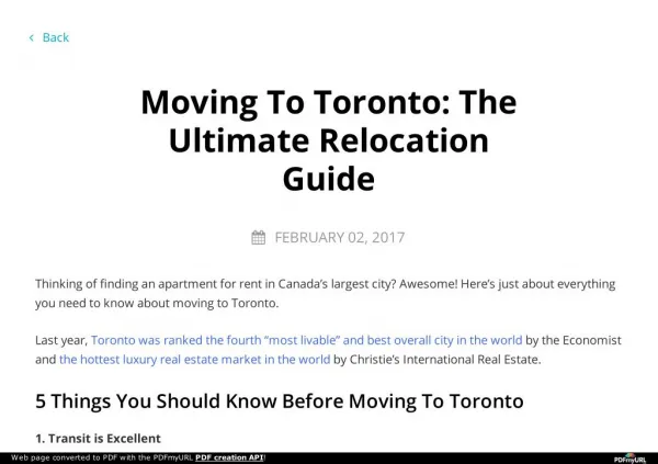 Moving To Toronto: The Ultimate Relocation Guide