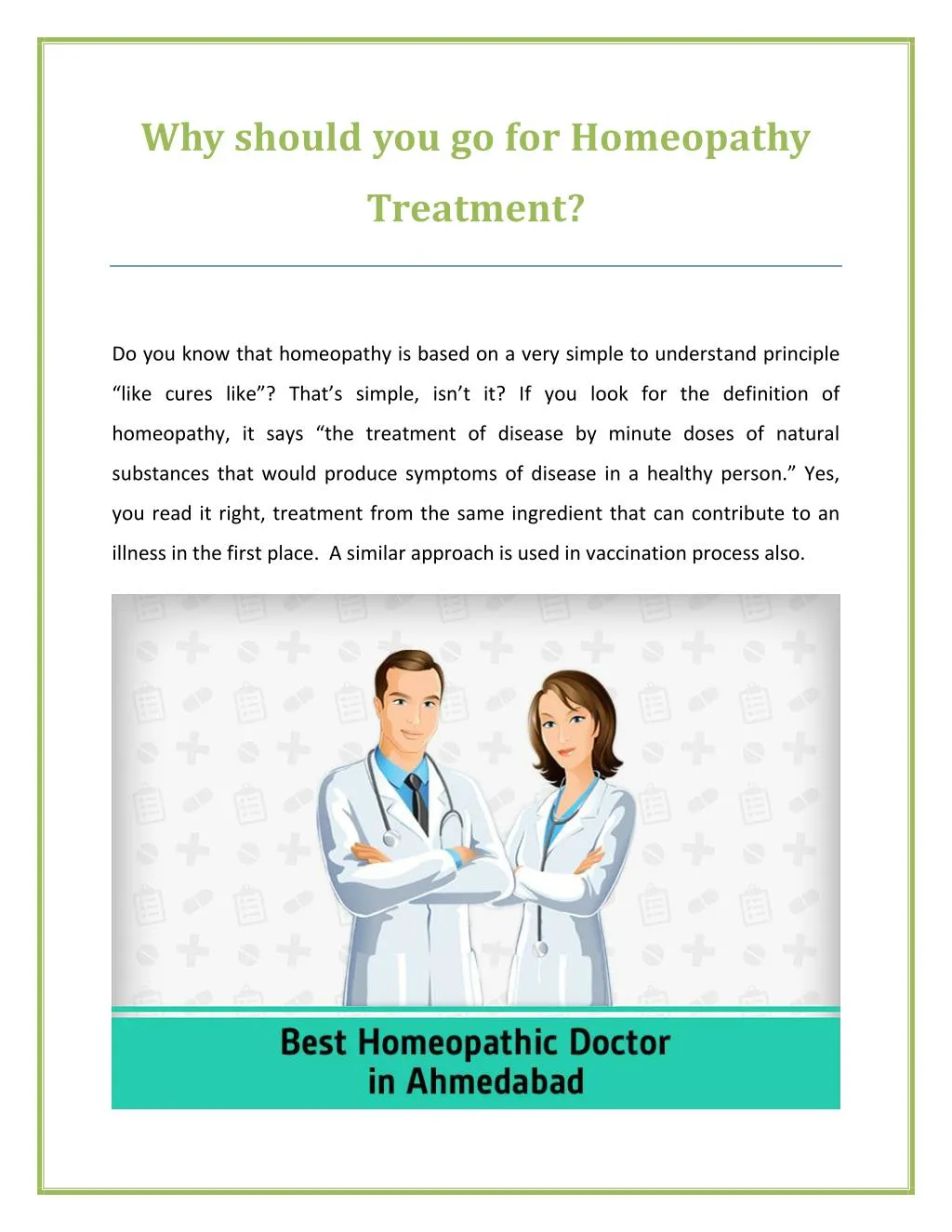 why should you go for homeopathy