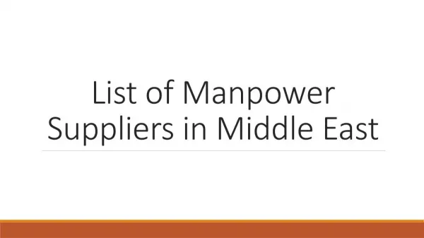 List of Manpower Suppliers in Middle East