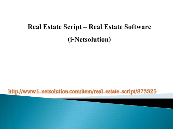 Real Estate Script - Real Estate Software (i-Netsolution)