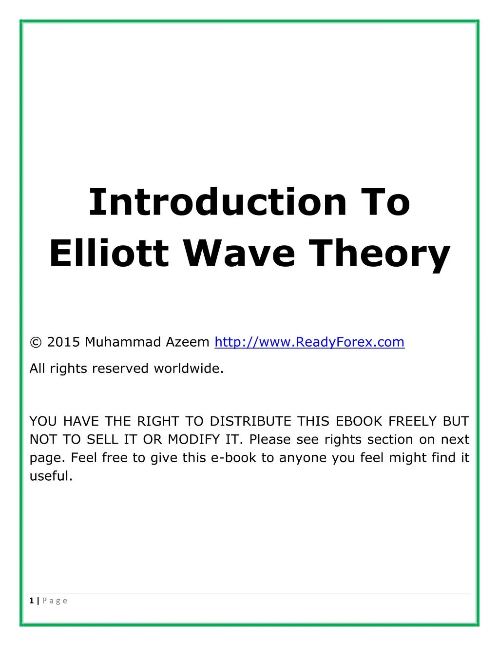 introduction to elliott wave theory