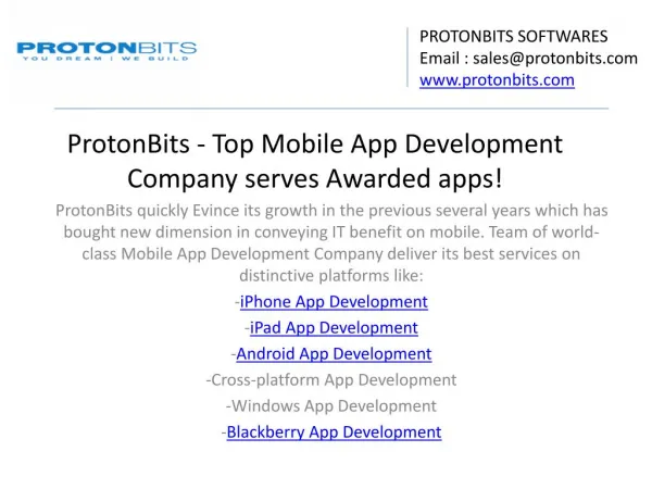ProtonBits – A Leading Mobile App Development Company