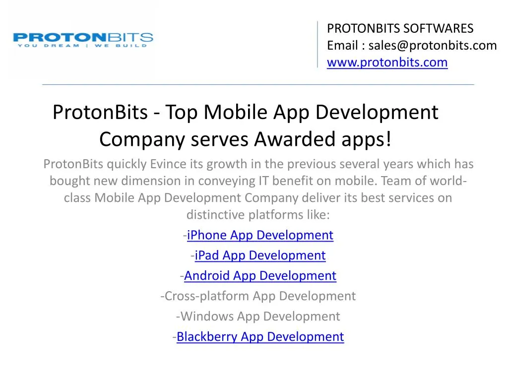 protonbits top mobile app development company serves awarded apps