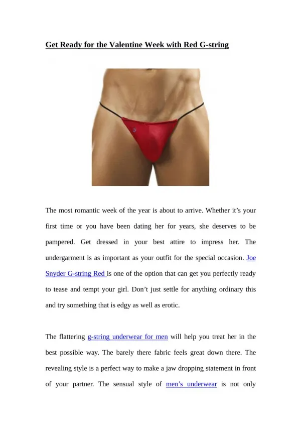 Get Ready for the Valentine Week with Red G-string