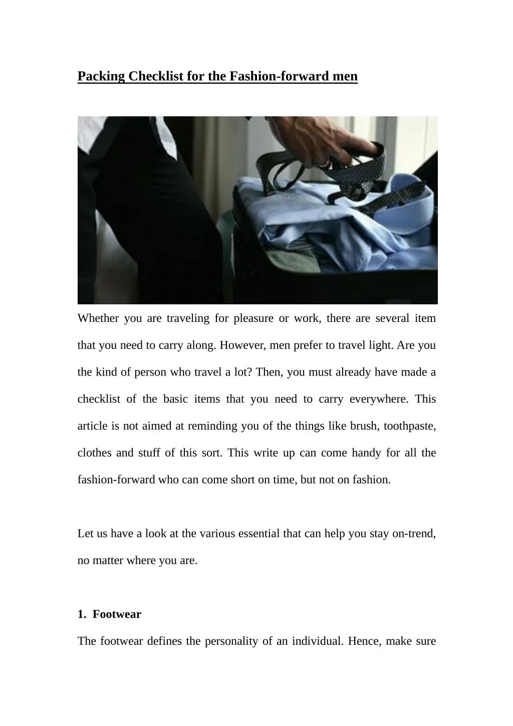 packing checklist for the fashion forward men