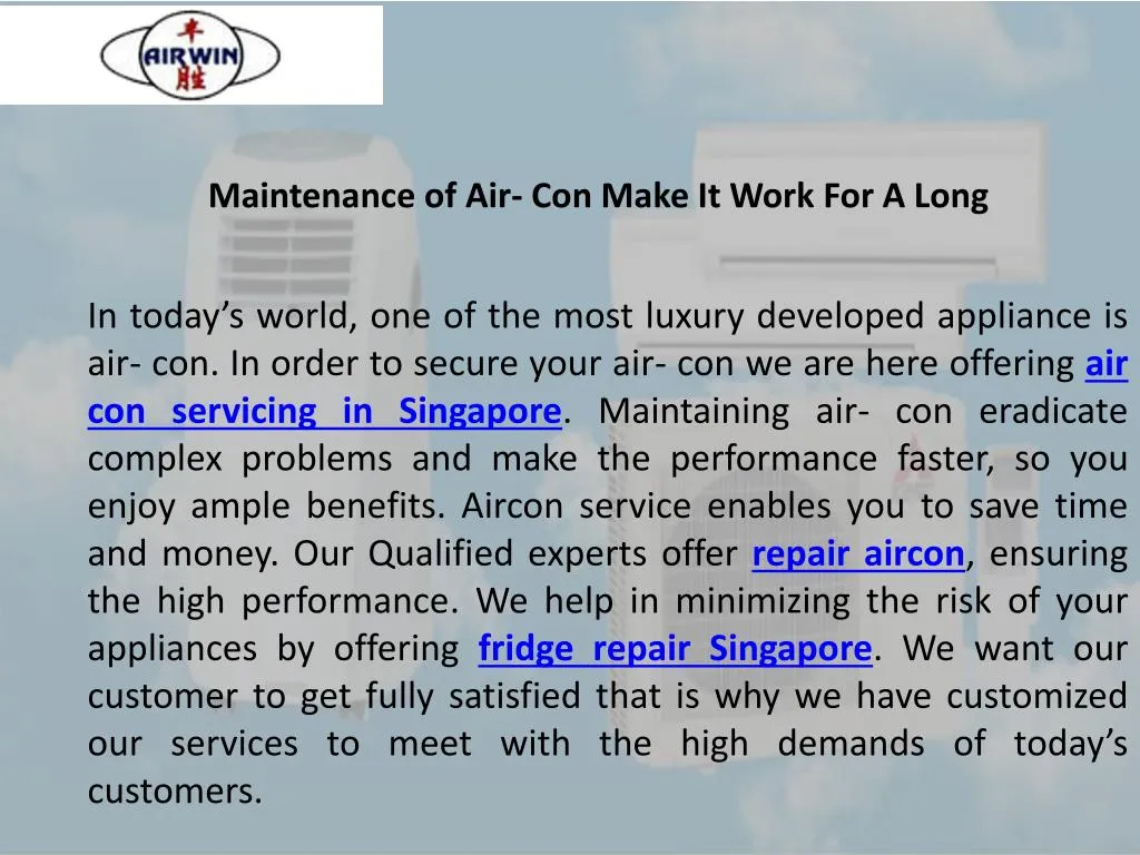 maintenance of air con make it work for a long