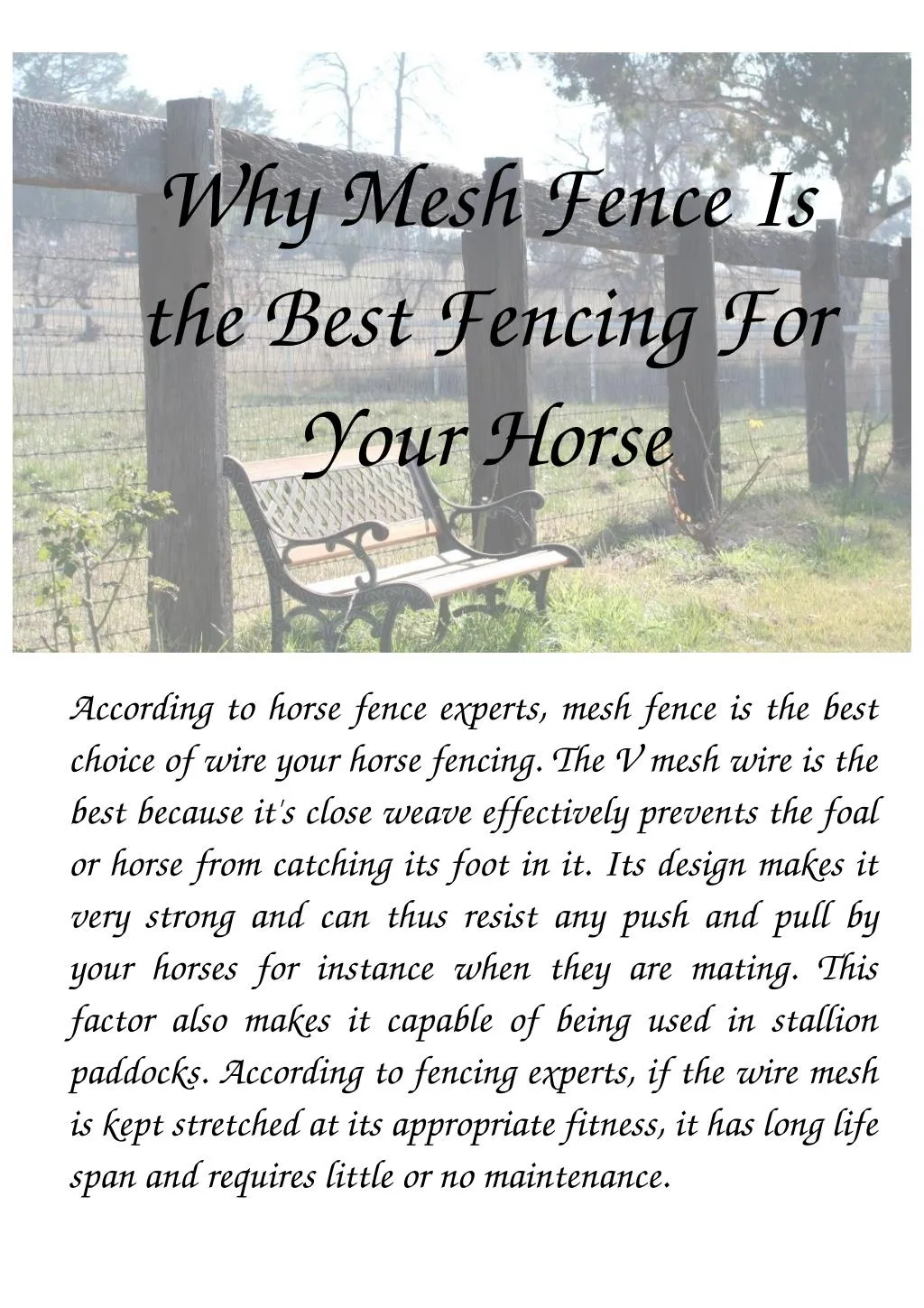why mesh fence is the best fencing for your horse