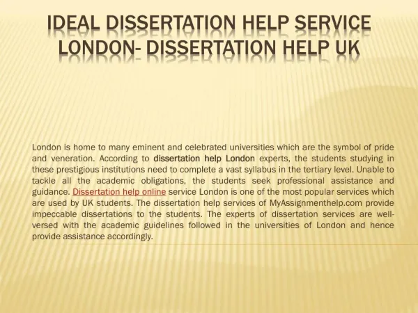 Dissertation Help London - Trusted Dissertation Service by UK Experts