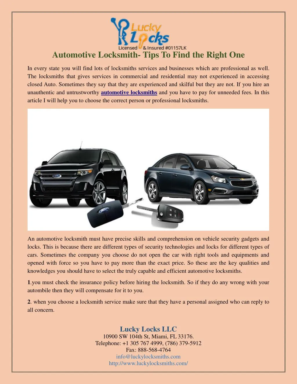 automotive locksmith tips to find the right one
