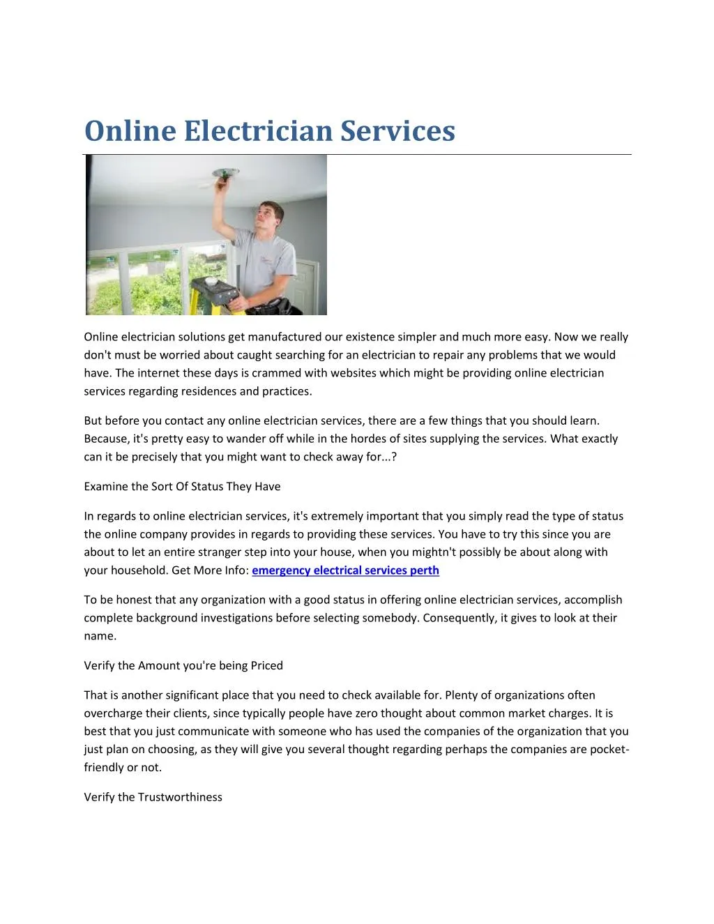 online electrician services
