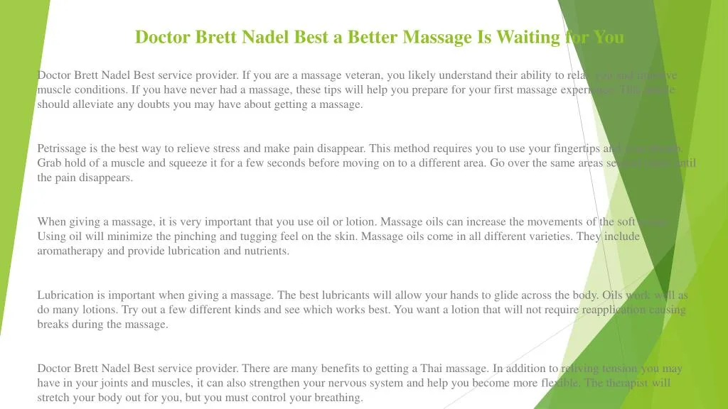 doctor brett nadel best a better massage is waiting for you