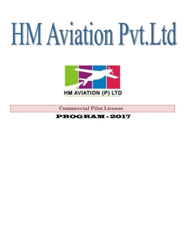 Enroll with HM Aviation for Commercial Pilot license