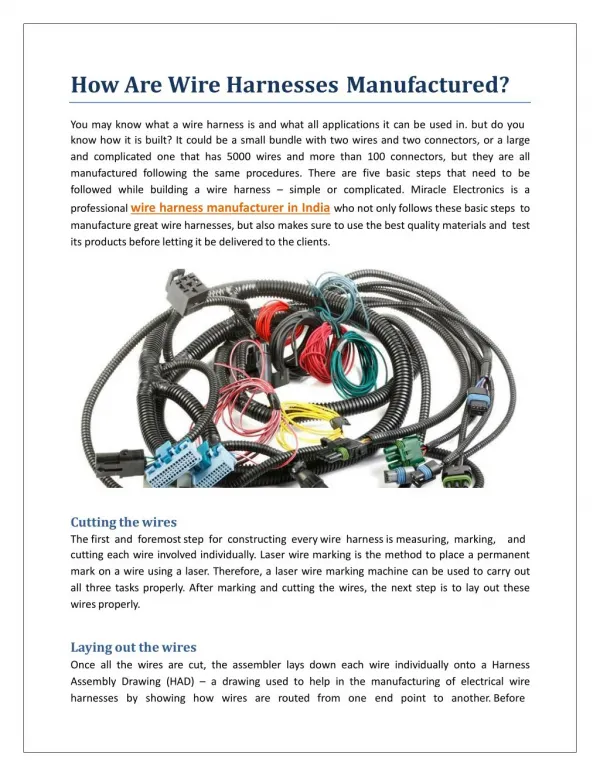 How Are Wire Harnesses Manufactured?