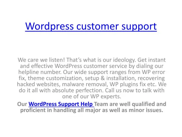 Wordpress customer support