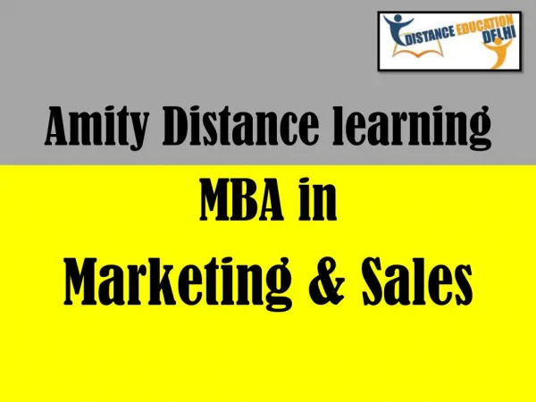 Amity Distance Learning MBA in Marketing and Sales