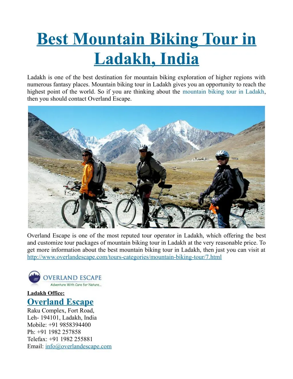 best mountain biking tour in ladakh india