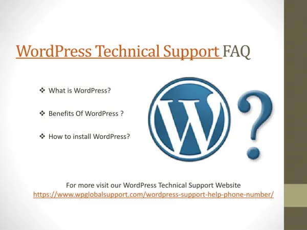 WordPress Technical Support for installation