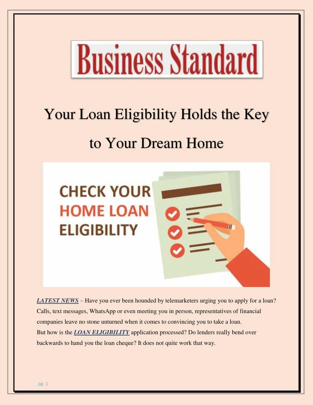 your loan eligibility holds the key