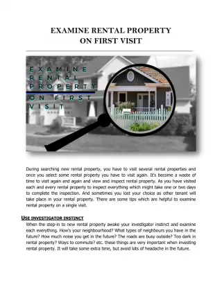 EXAMINE RENTAL PROPERTY ON FIRST VISIT - slide 1