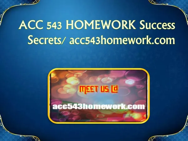 ACC 543 HOMEWORK Success Secrets/ acc543homework.com