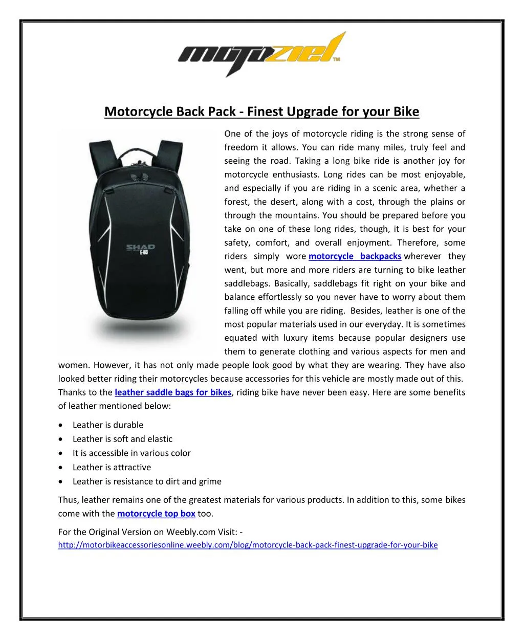 motorcycle back pack finest upgrade for your bike