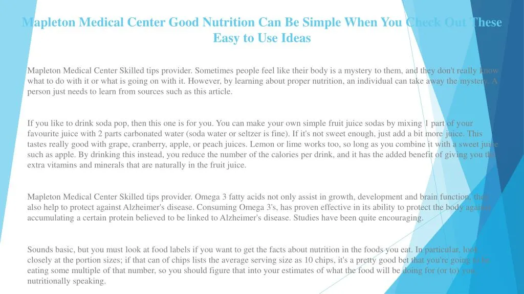 mapleton medical center good nutrition can be simple when you check out these easy to use ideas