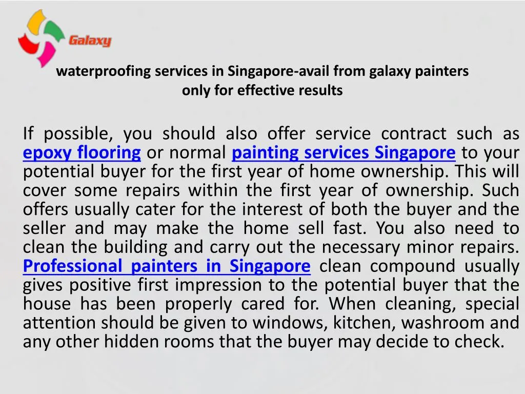 waterproofing services in singapore avail from galaxy painters only for effective results