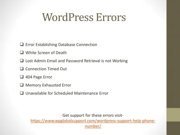 WordPress support for errors