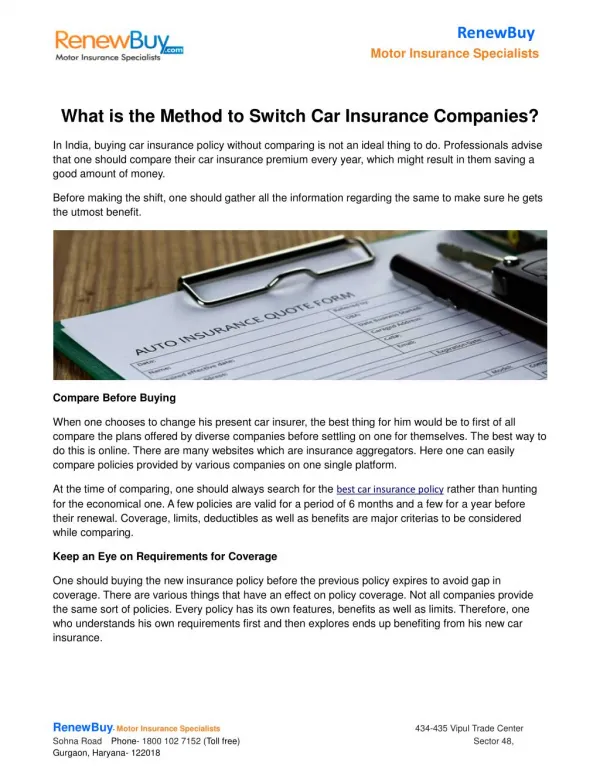 What is the Method to Switch Car Insurance Companies?