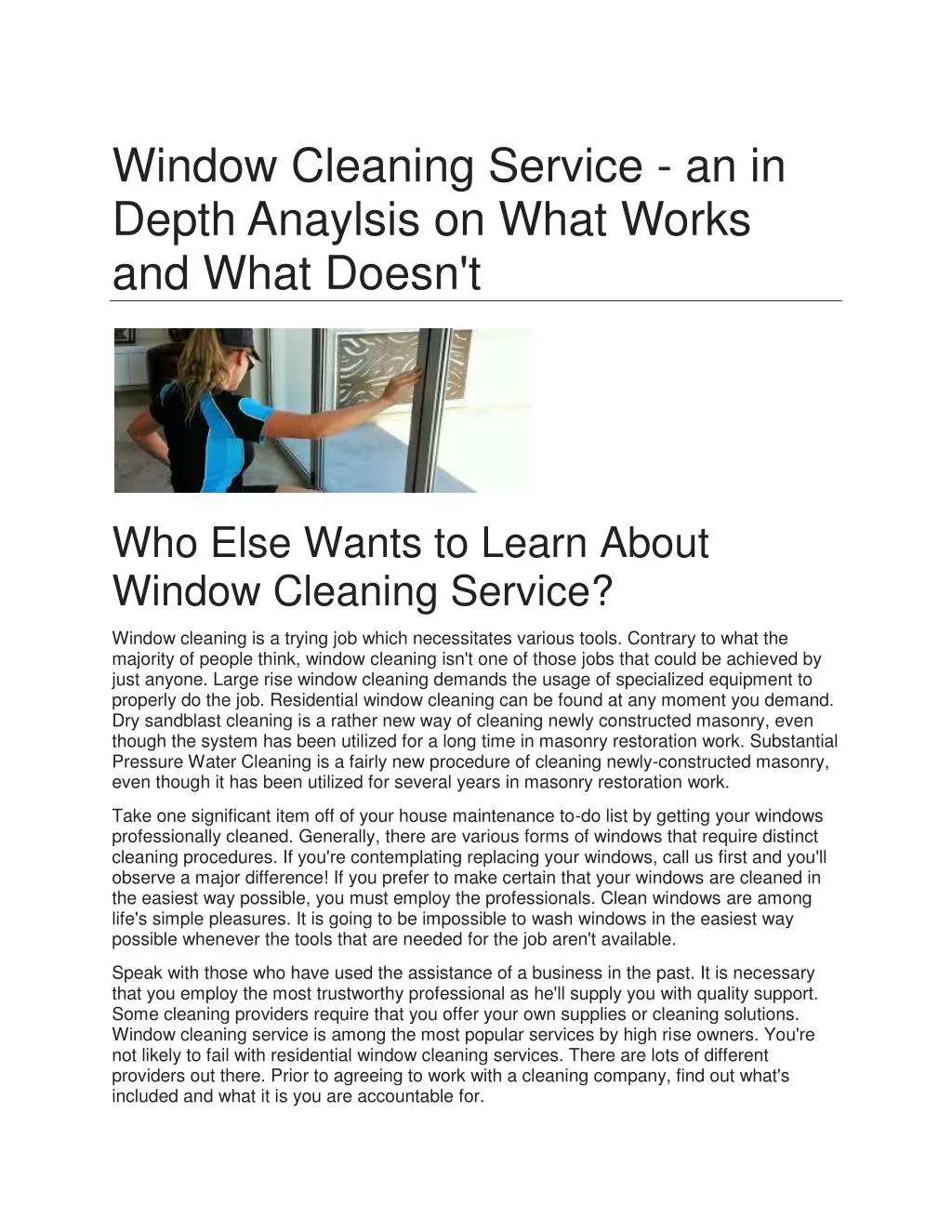 window cleaning service an in depth anaylsis
