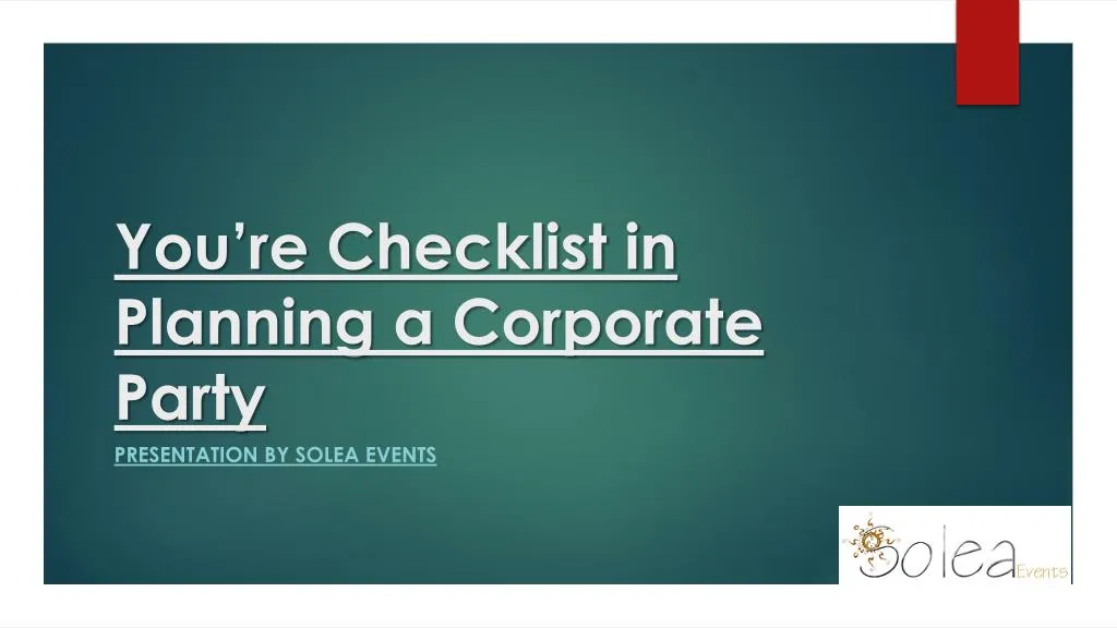 you re checklist in planning a corporate party