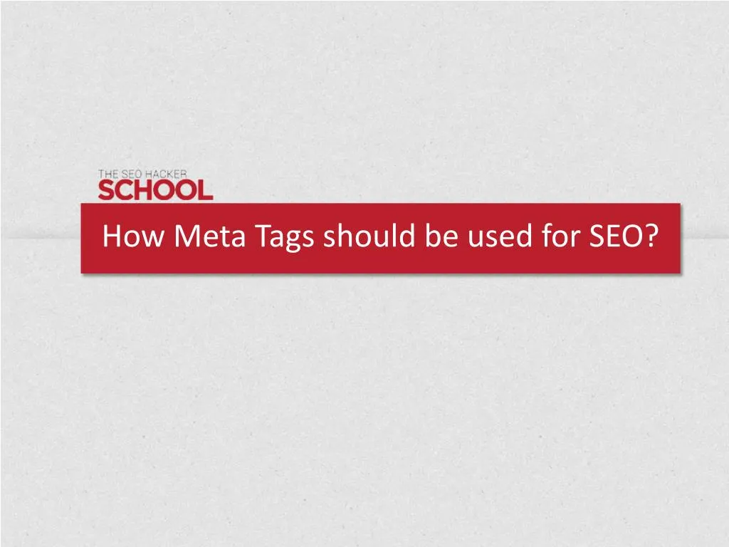 how meta tags should be used for seo
