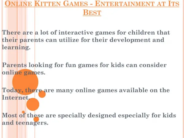 Entertainment at Its Best - Online Kitten Games