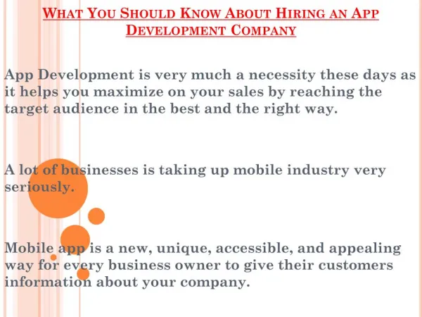 Things Should Know About Hiring an App Development Company