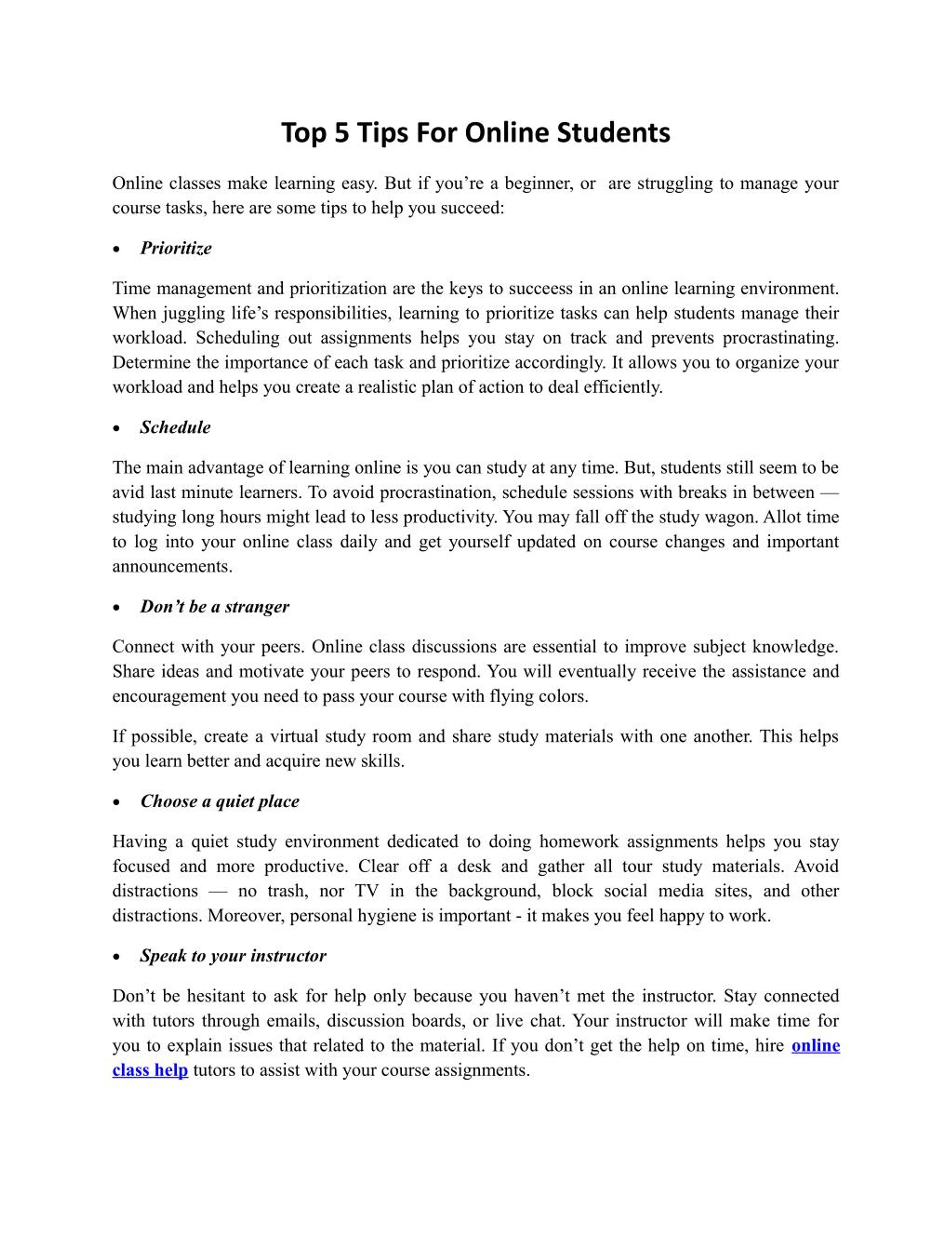 PPT - Top 5 Tips For Online Students PowerPoint Presentation, free ...