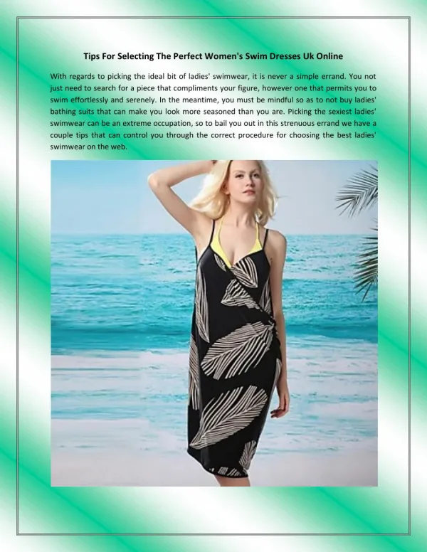 Tips For Selecting The Perfect Women's Swim Dresses Uk Online
