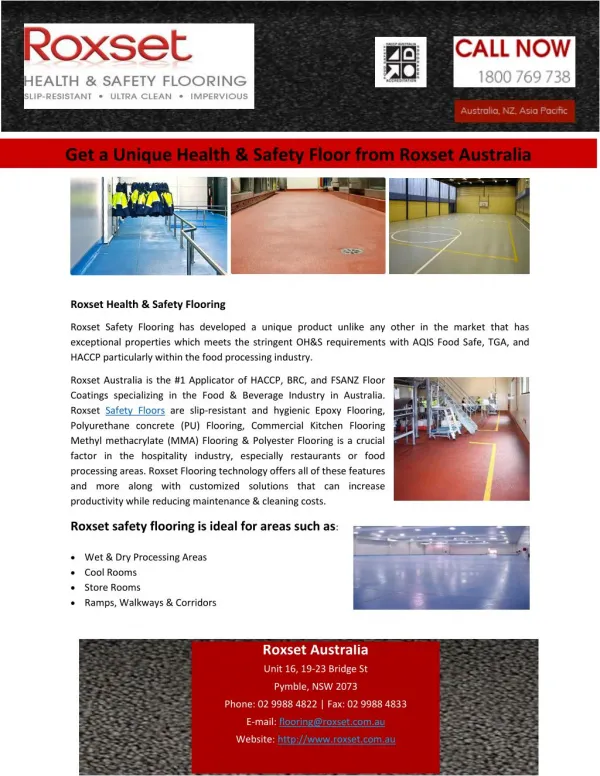 Get a Unique Health & Safety Floor from Roxset Australia