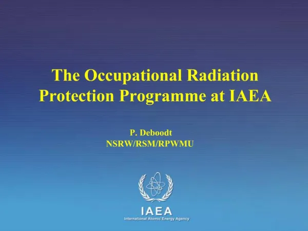 The Occupational Radiation Protection Programme at IAEA