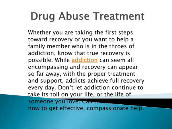 Drug Abuse Treatment | Reliable Detoxification Program