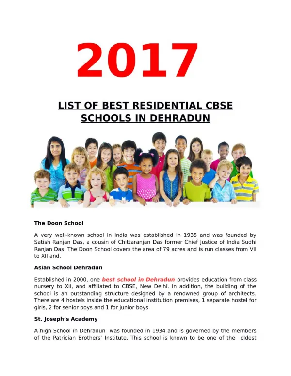LIST OF BEST RESIDENTIAL CBSE SCHOOLS IN DEHRADUN