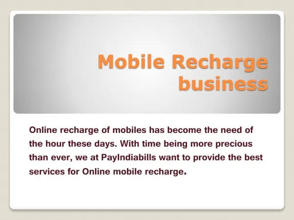 Mobile Recharge business