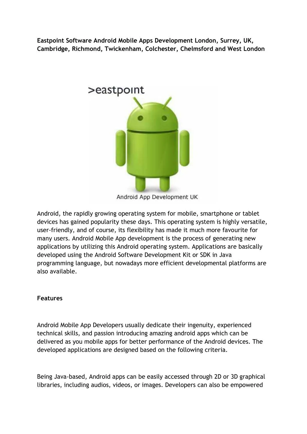 eastpoint software android mobile apps