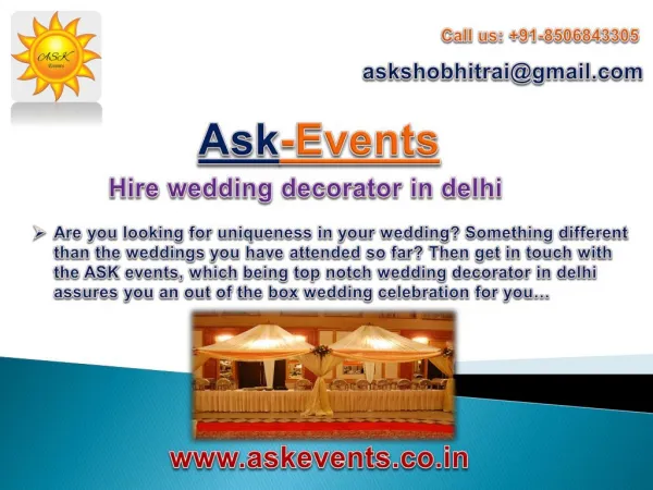 Hire wedding decorator in delhi for an auspicious arrangement
