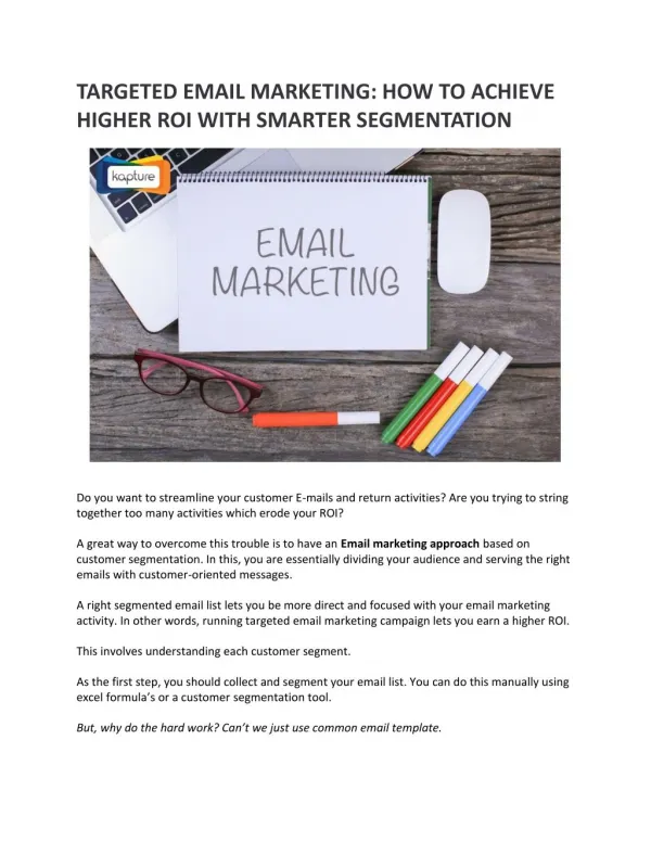 Targeted Email Marketing: How to achieve higher ROI with Smarter Segmentation